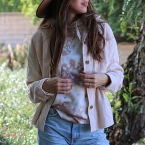 Aeropostale cream corduroy shacket